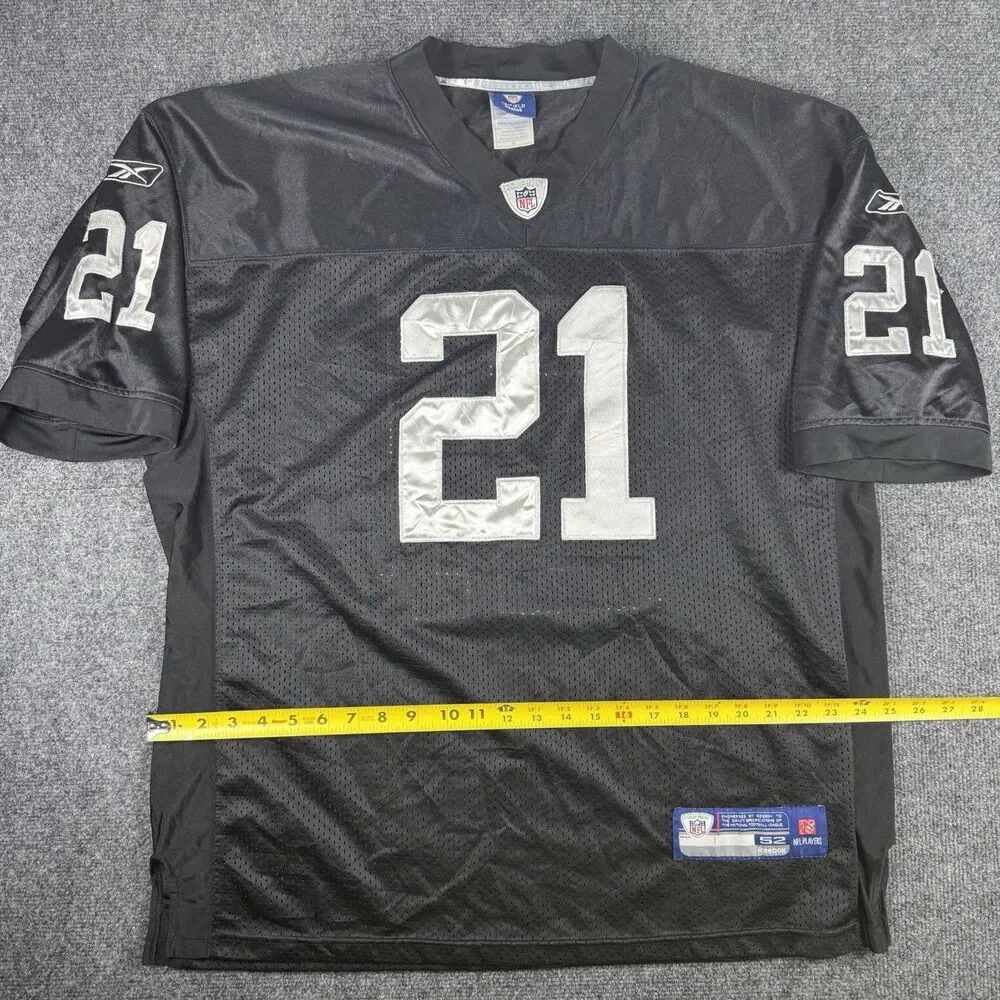 Vintage Oakland Raiders Jersey Mens Size52 Black NFL Stitched Asomugha 21 Reebok